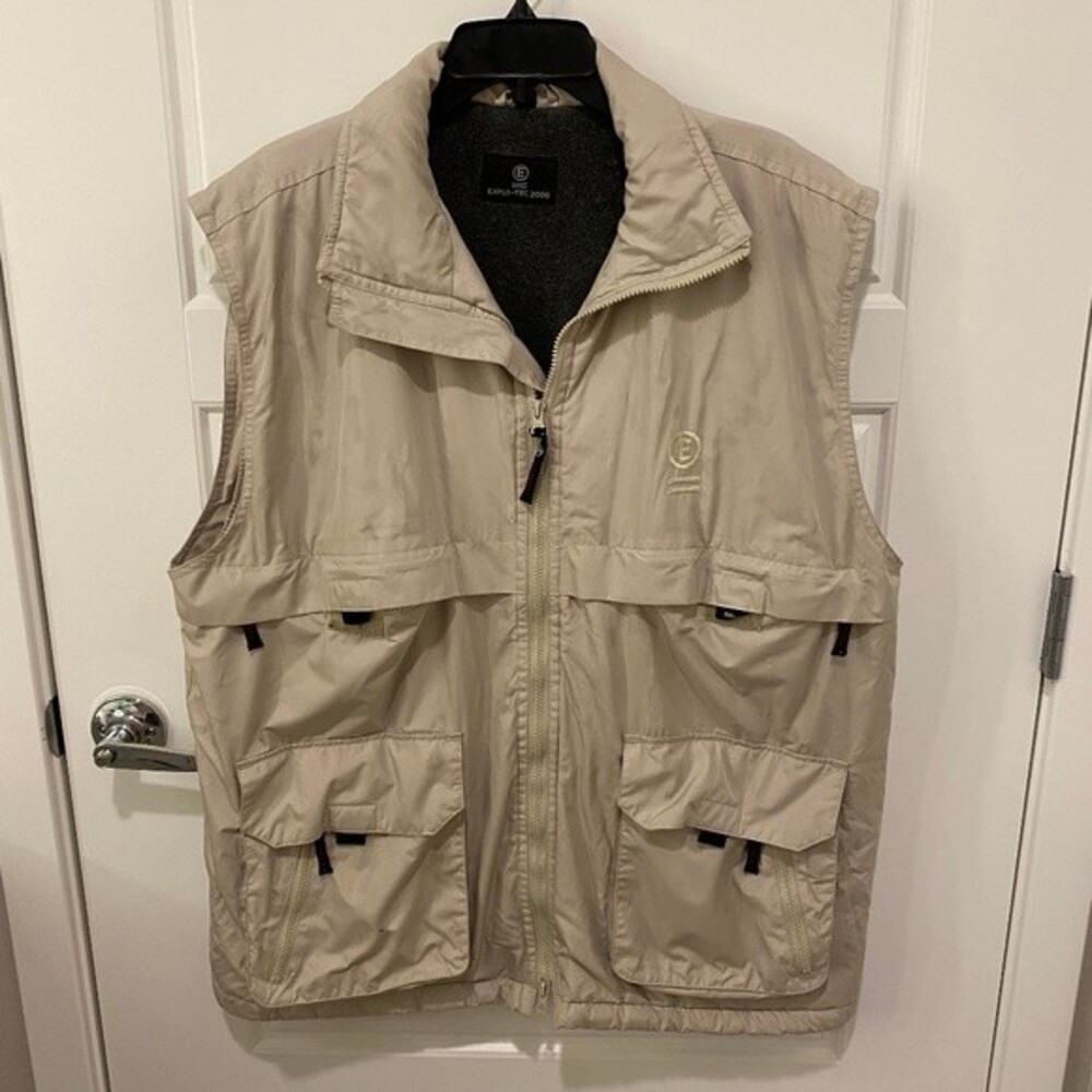 Explo-Tec-2000 Outdoor Multi Pocket Utility Fishing Gilet Fleece Vest Beige XL